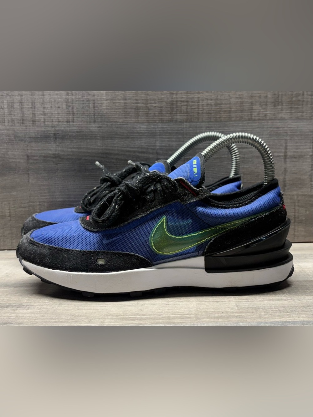 Nike Waffle One GS Shoes Blue Black Volt DV2235-400 Youth Size 3.5Y Sneakers - Picture 2 of 7